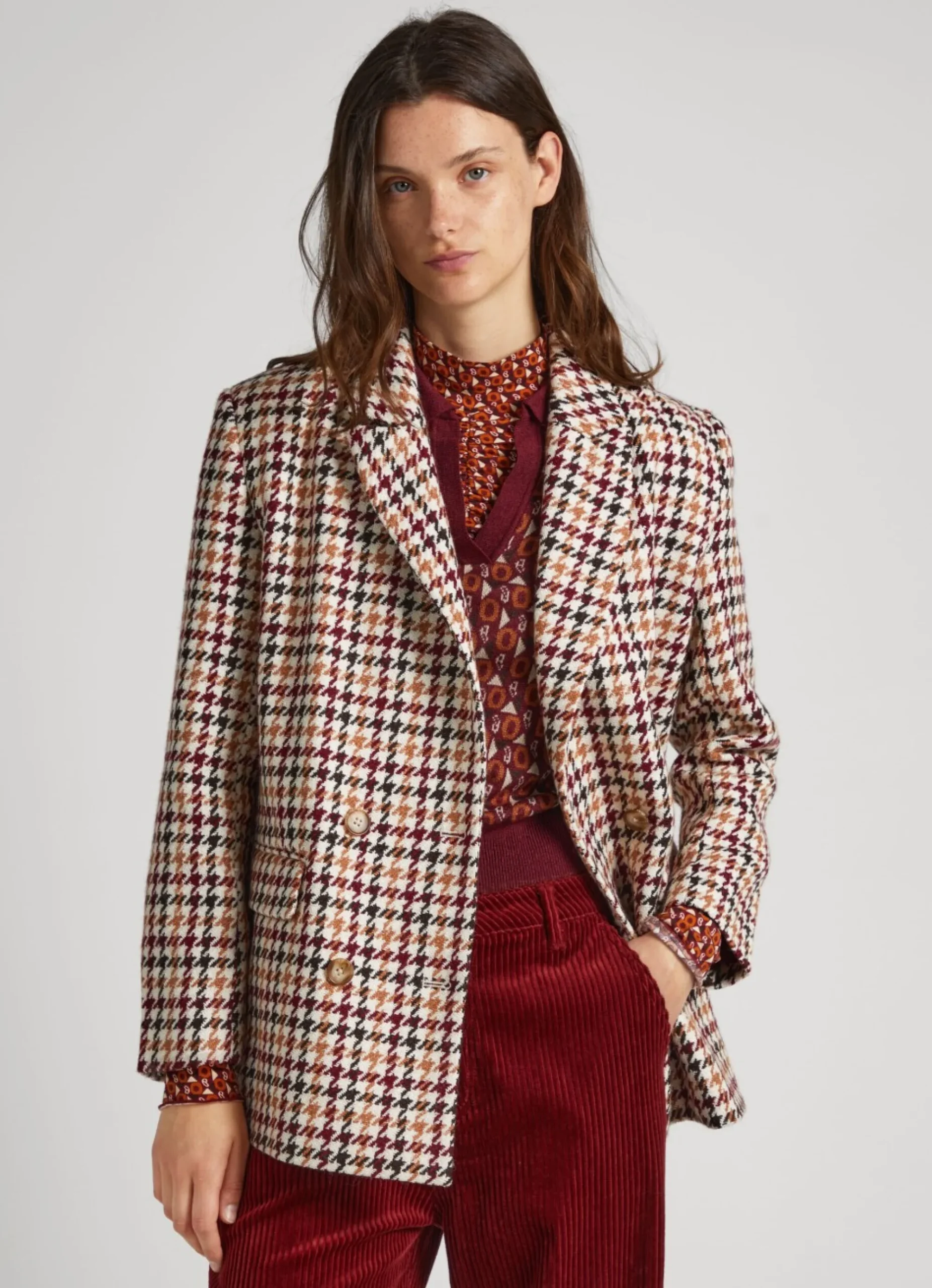 Mulher Pepe Jeans Casaco E Jaquetas>Blazer Com Padrao Pata De Galo