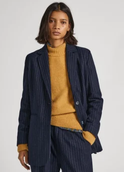 Mulher Pepe Jeans Casaco E Jaquetas>Blazer Comprido As Riscas