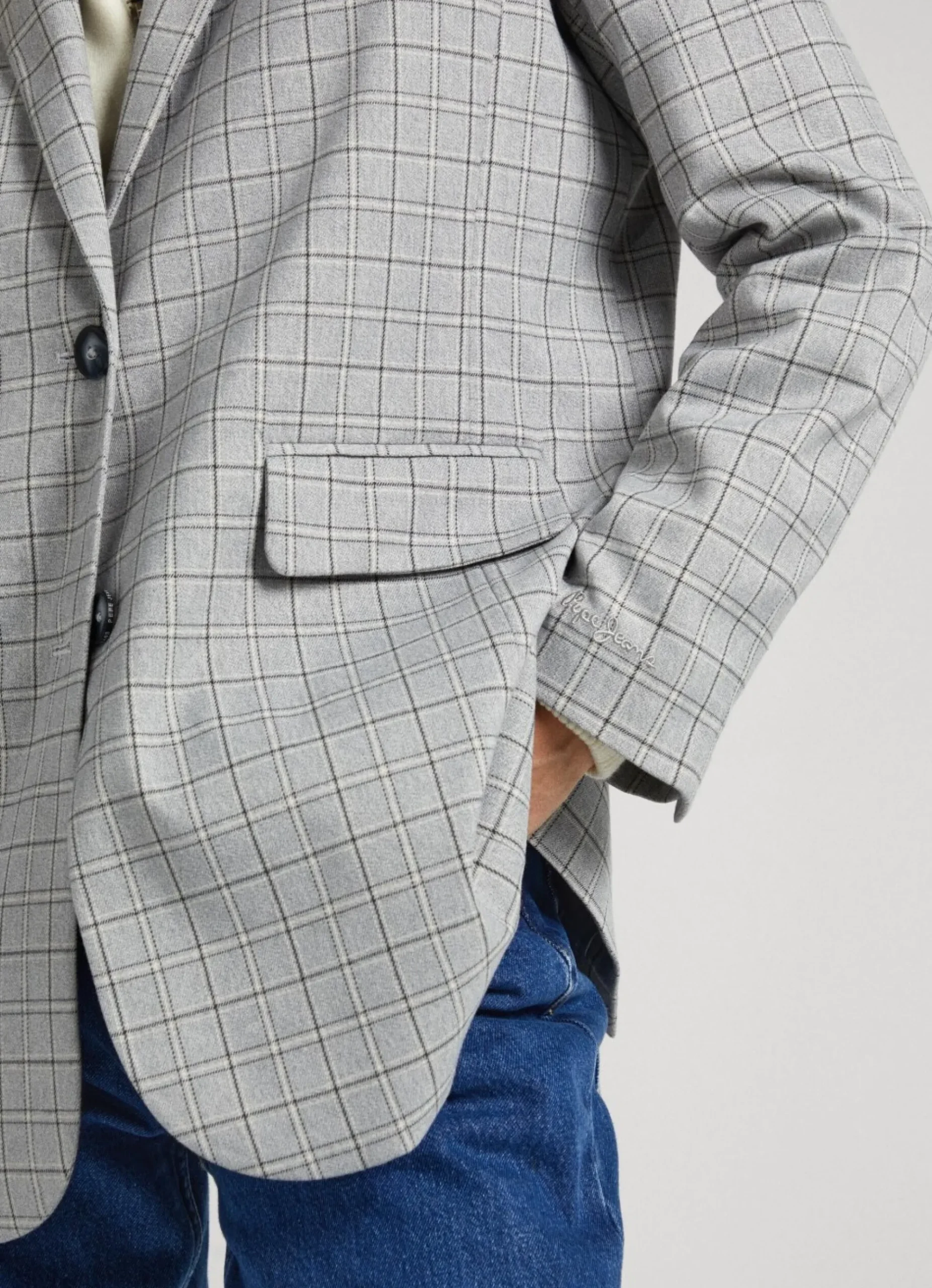 Mulher Pepe Jeans Casaco E Jaquetas>Blazer Sarja Padrao Xadrez