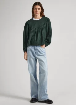 Mulher Pepe Jeans Camisas E Blusas>Blusa Algodao Waffle