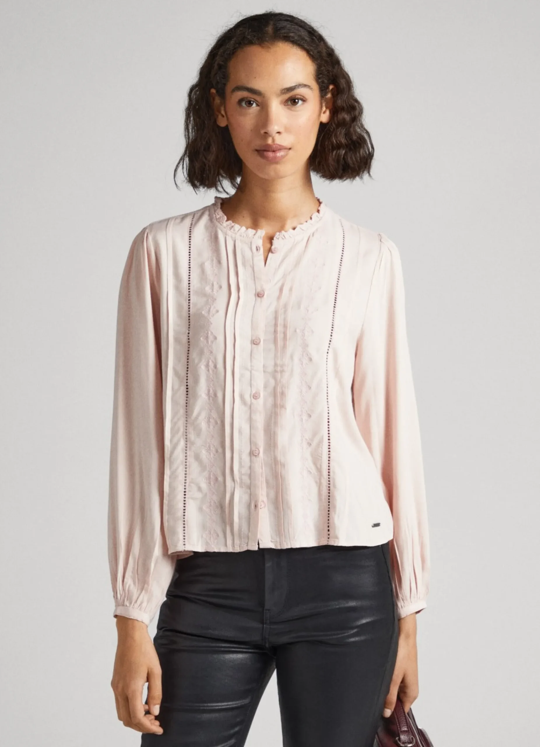 Mulher Pepe Jeans Camisas E Blusas>Blusa Bordada Com Corte Romantico