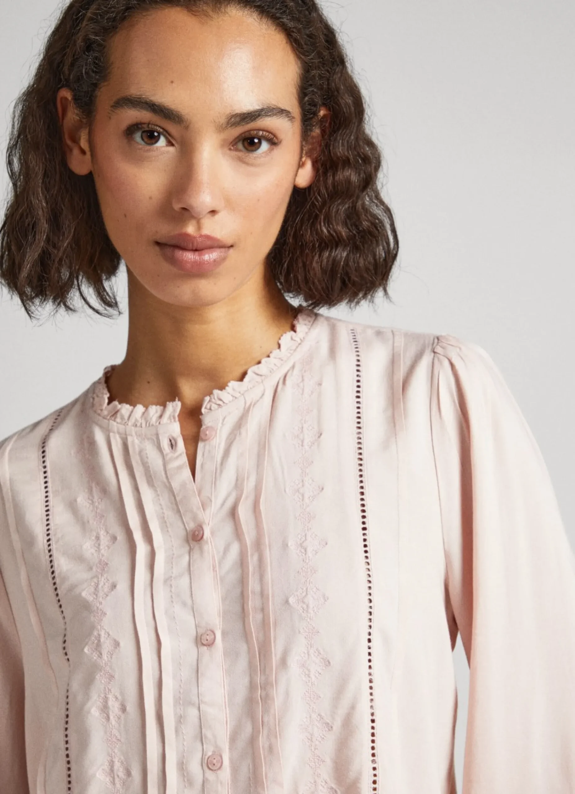 Mulher Pepe Jeans Camisas E Blusas>Blusa Bordada Com Corte Romantico