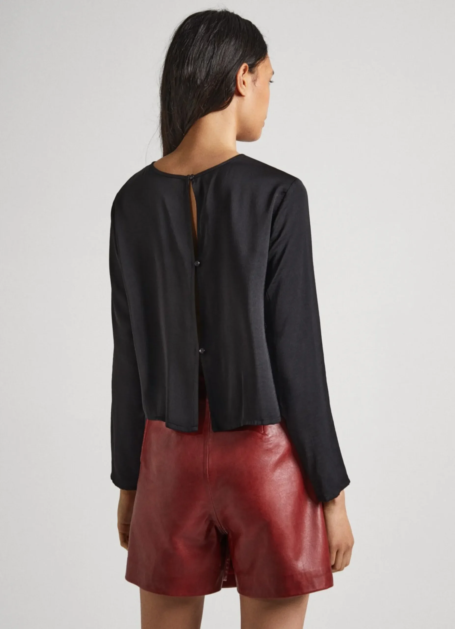 Mulher Pepe Jeans Camisas E Blusas>Blusa Cetim Cropped Fit