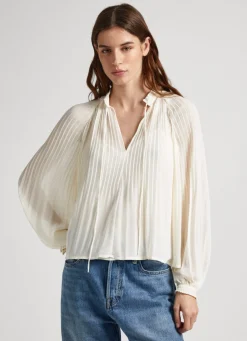 Mulher Pepe Jeans Camisas E Blusas>Blusa De Chiffon Plissada