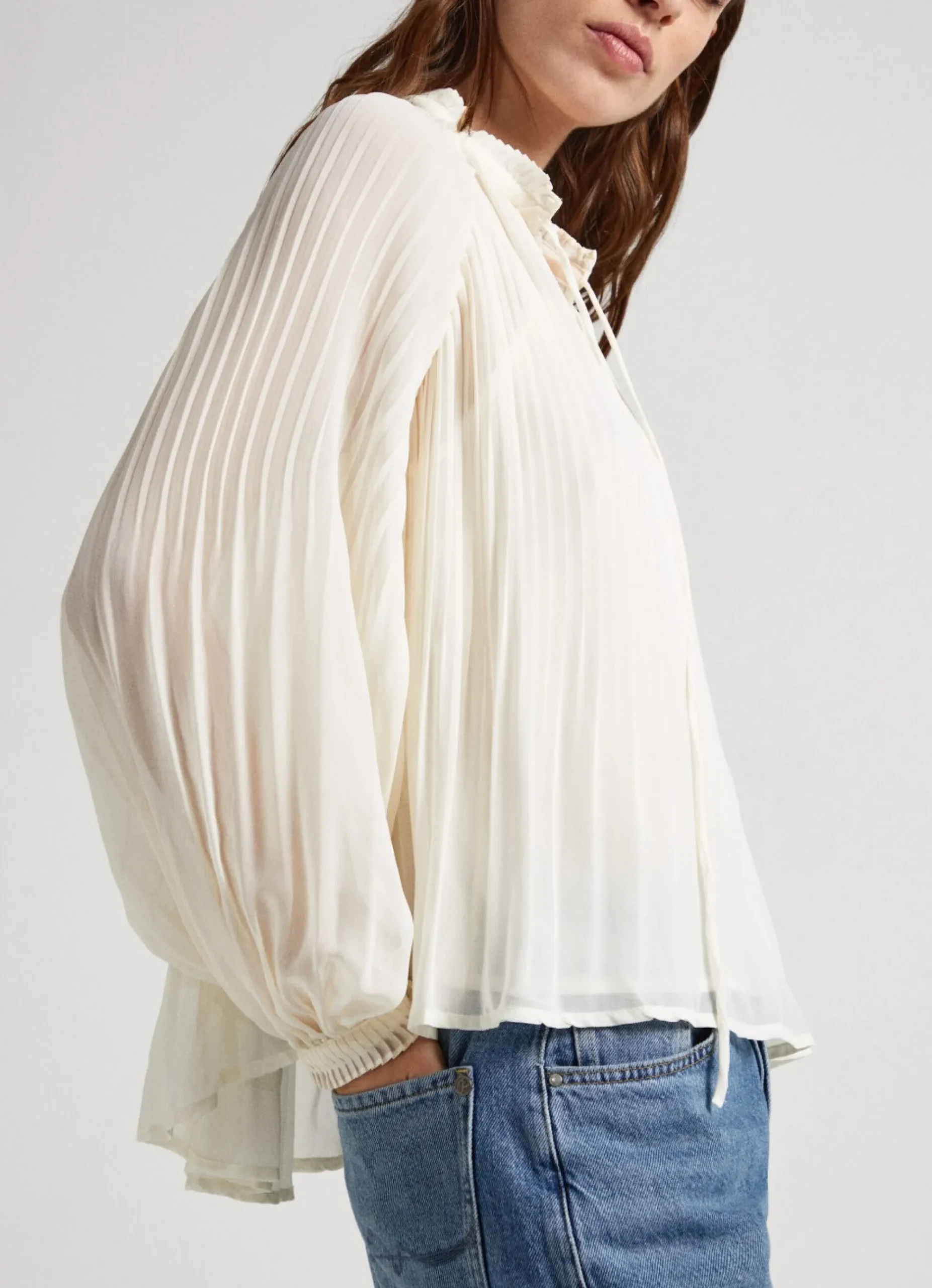 Mulher Pepe Jeans Camisas E Blusas>Blusa De Chiffon Plissada