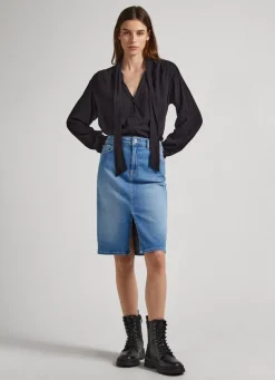 Mulher Pepe Jeans Camisas E Blusas>Blusa Dobby Laco Na Gola