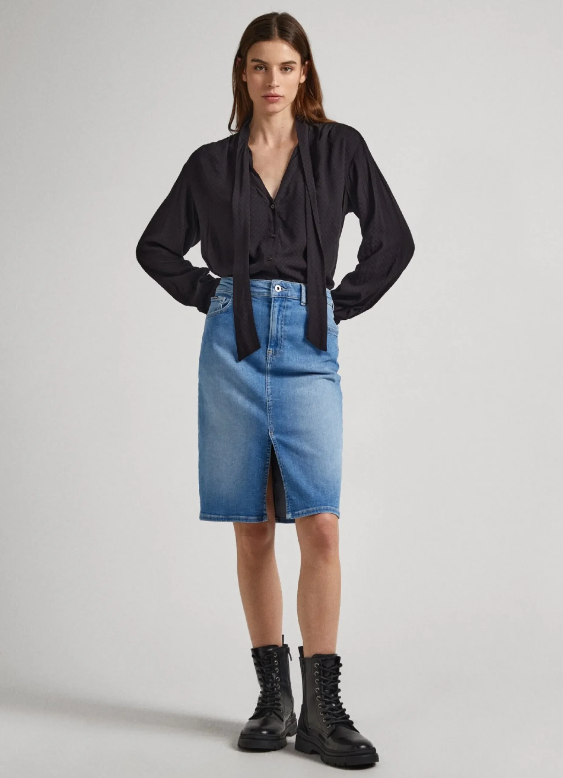 Mulher Pepe Jeans Camisas E Blusas>Blusa Dobby Laco Na Gola