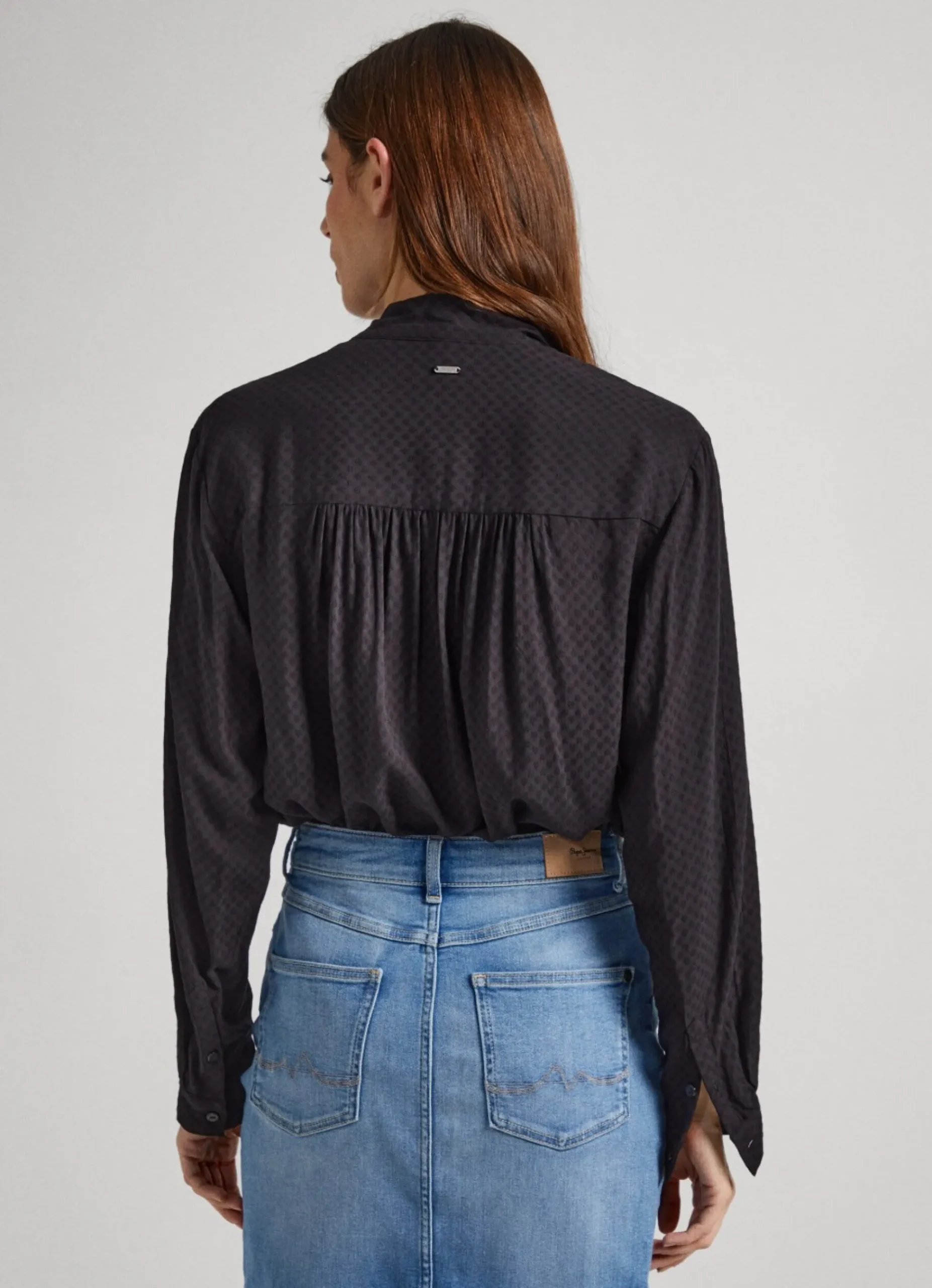 Mulher Pepe Jeans Camisas E Blusas>Blusa Dobby Laco Na Gola