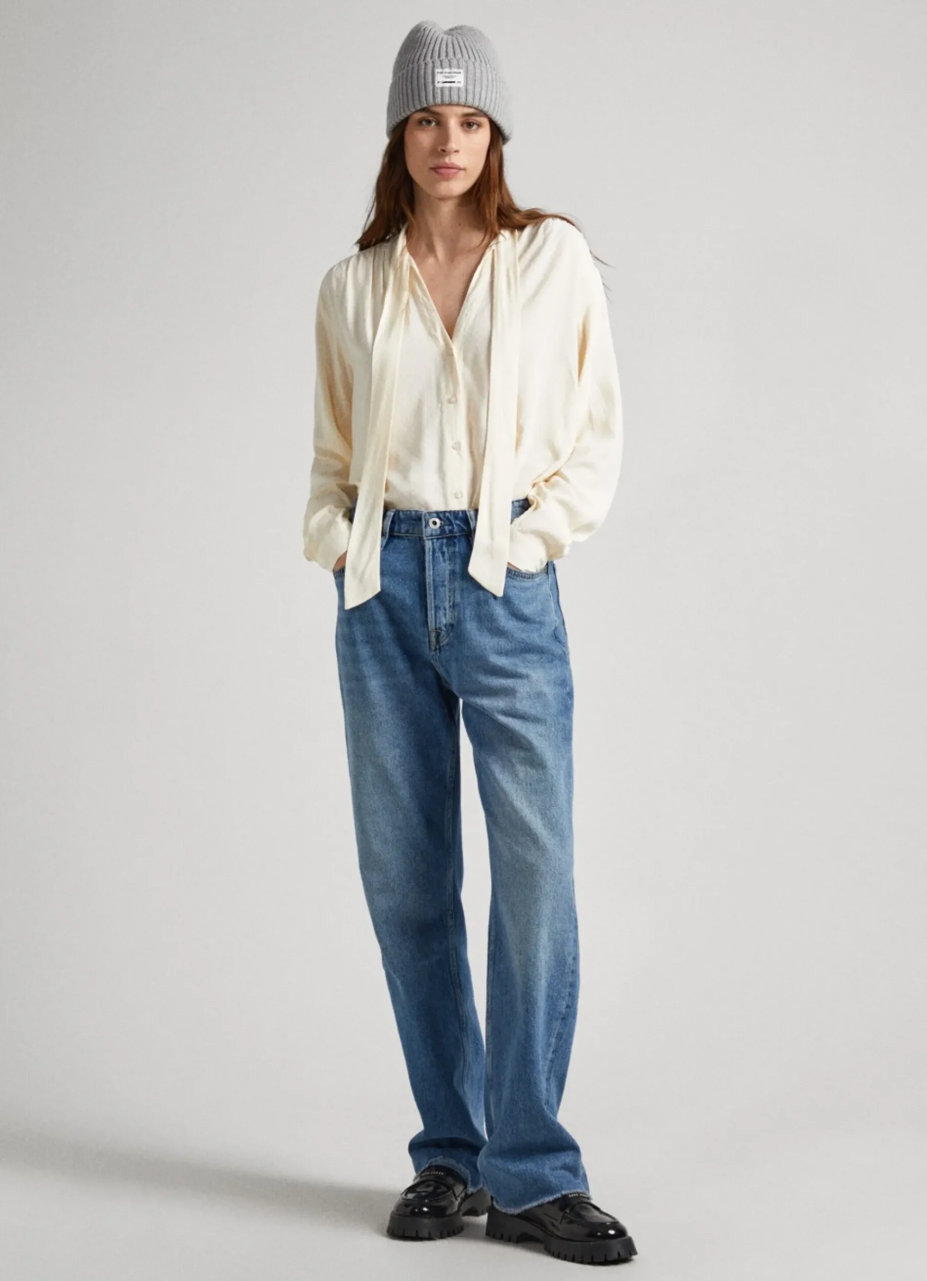 Mulher Pepe Jeans Camisas E Blusas>Blusa Dobby Laco Na Gola
