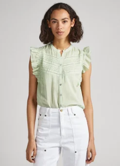 Mulher Pepe Jeans Camisas E Blusas>Blusa Mangas Borboleta
