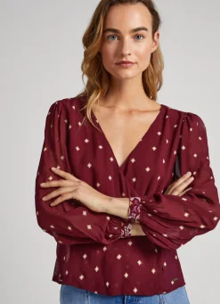 Mulher Pepe Jeans Camisas E Blusas>Blusa Padrao As Bolinhas