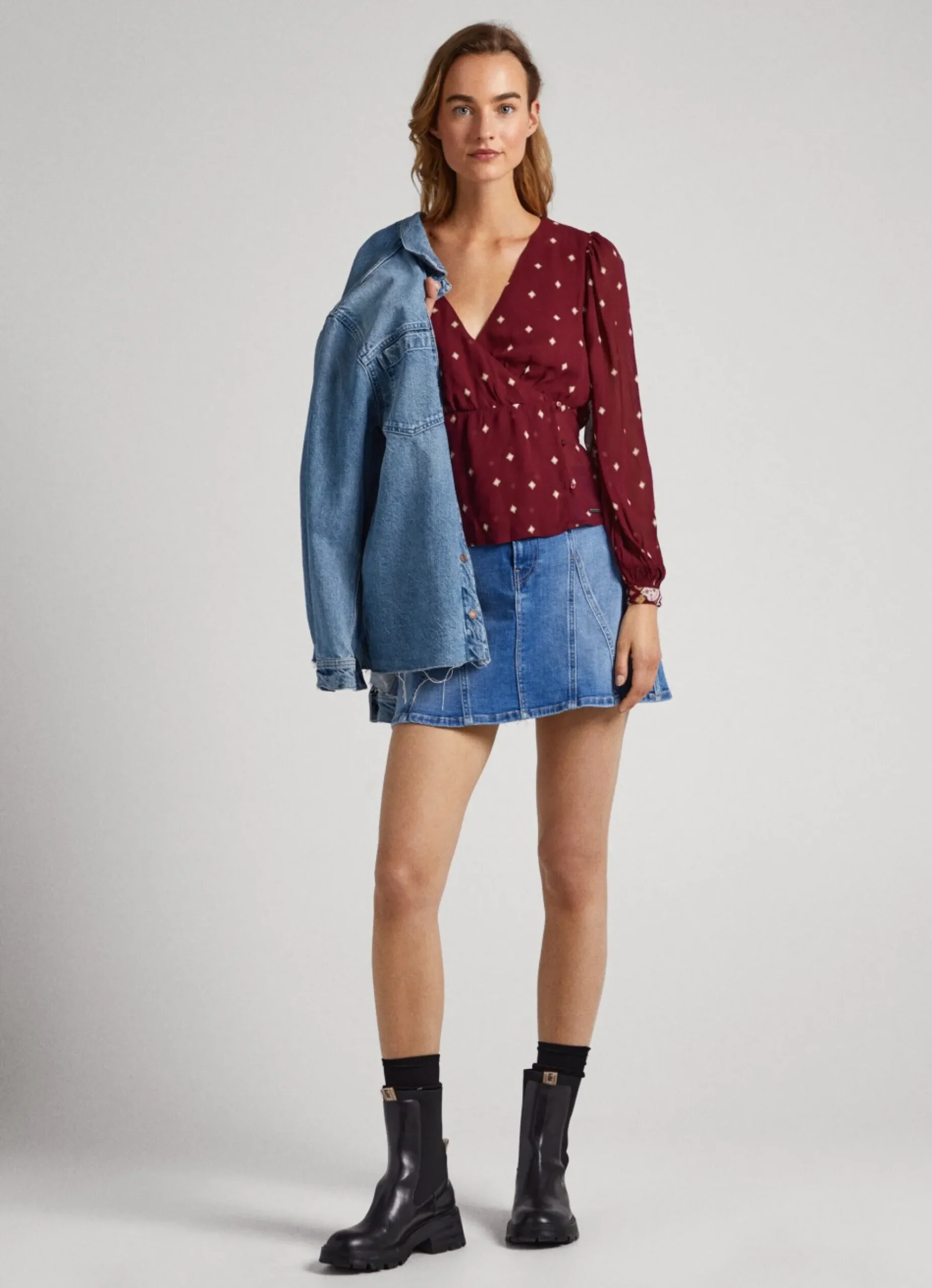 Mulher Pepe Jeans Camisas E Blusas>Blusa Padrao As Bolinhas