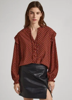Mulher Pepe Jeans Camisas E Blusas>Blusa Padrao Geometrico