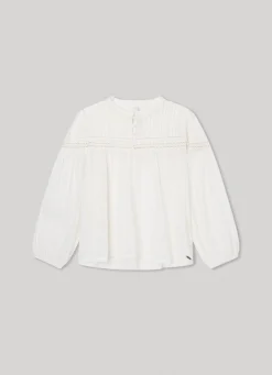 Rapariga Pepe Jeans Camisas E T-Shirts>Blusa Romantica Algodao Dobby