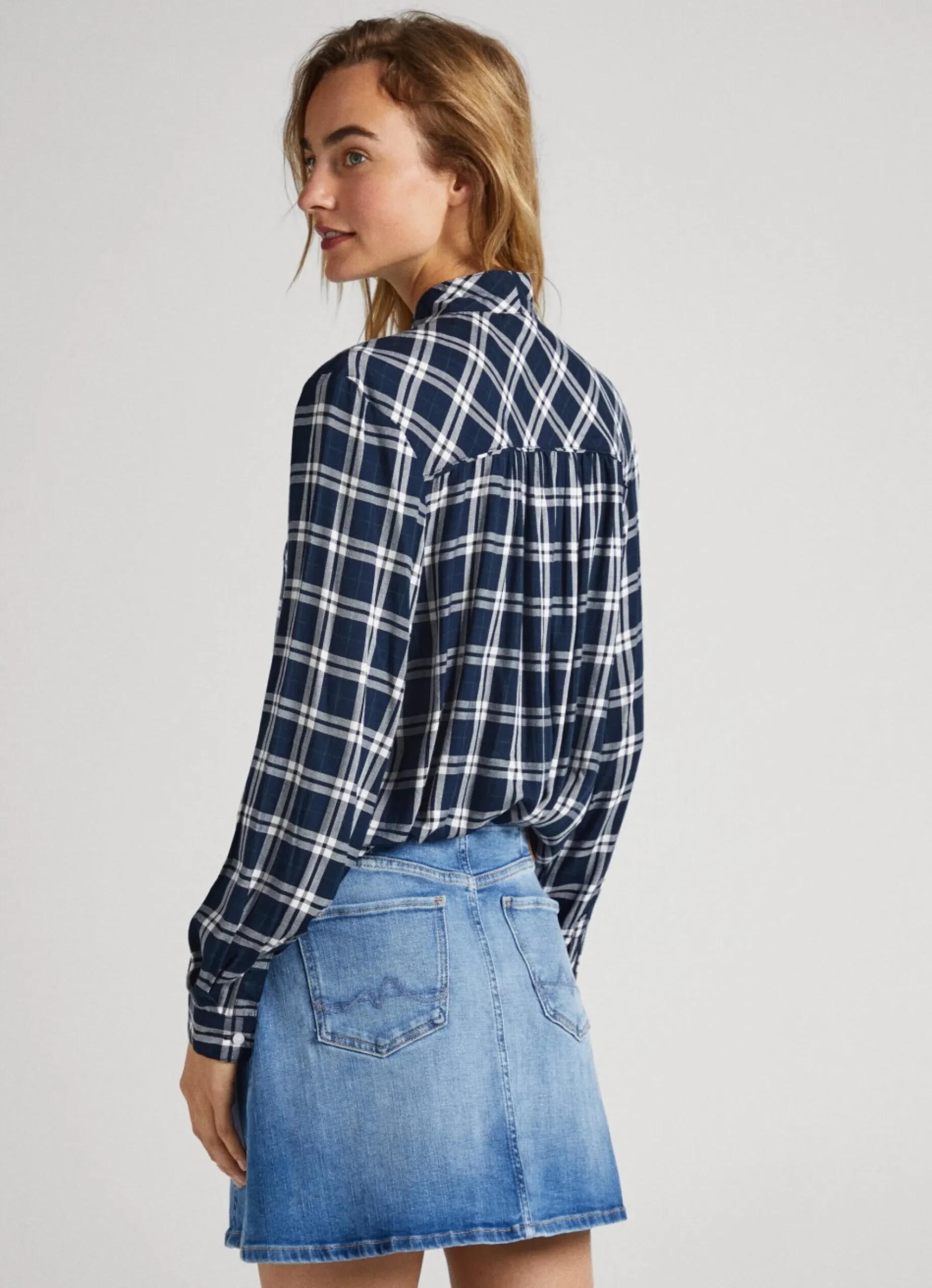 Mulher Pepe Jeans Camisas E Blusas>Blusa Xadrez Laco Na Gola