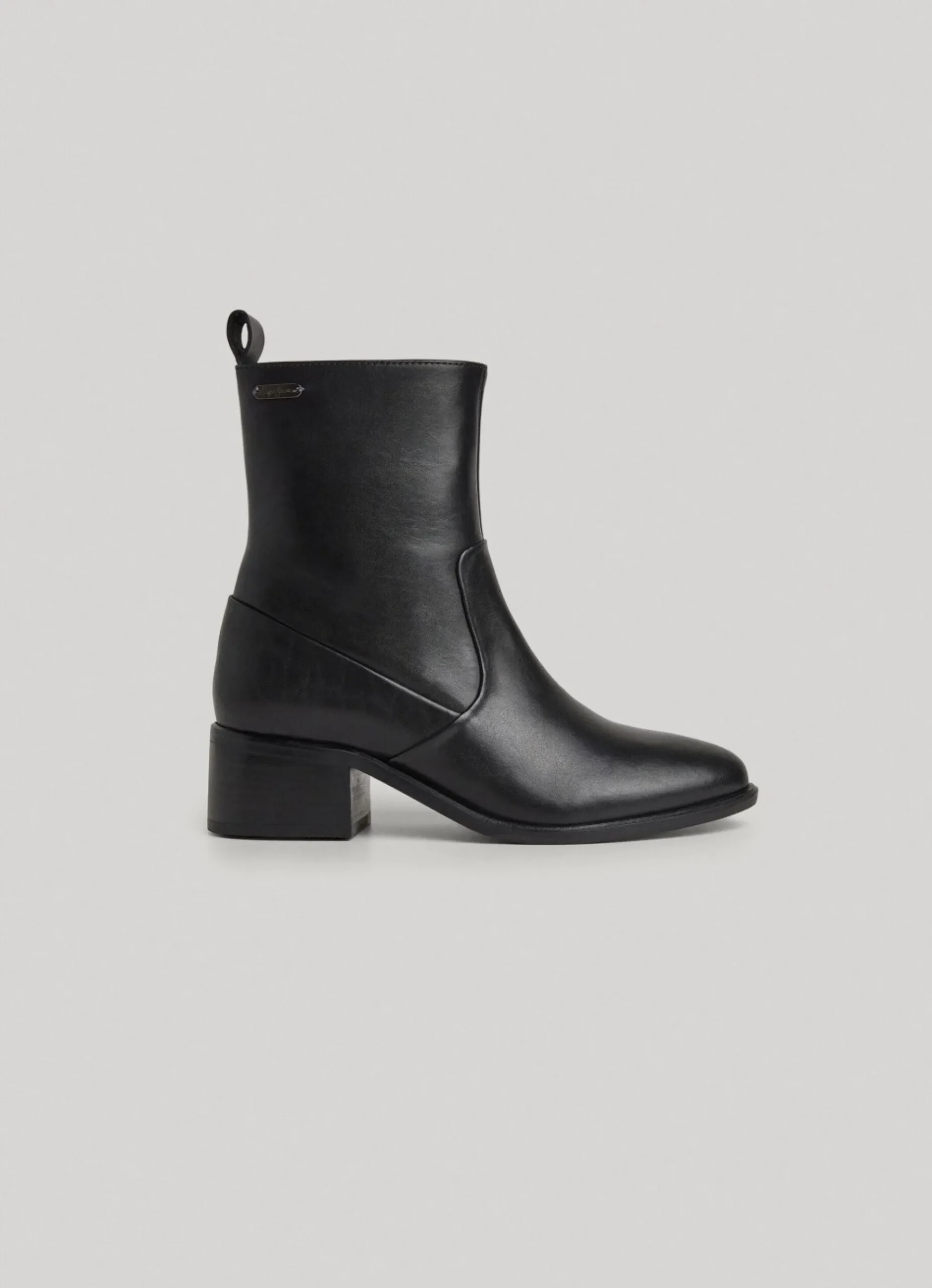 Mulher Pepe Jeans Botas E Sapatos>Botim De Couro De Cano Medio