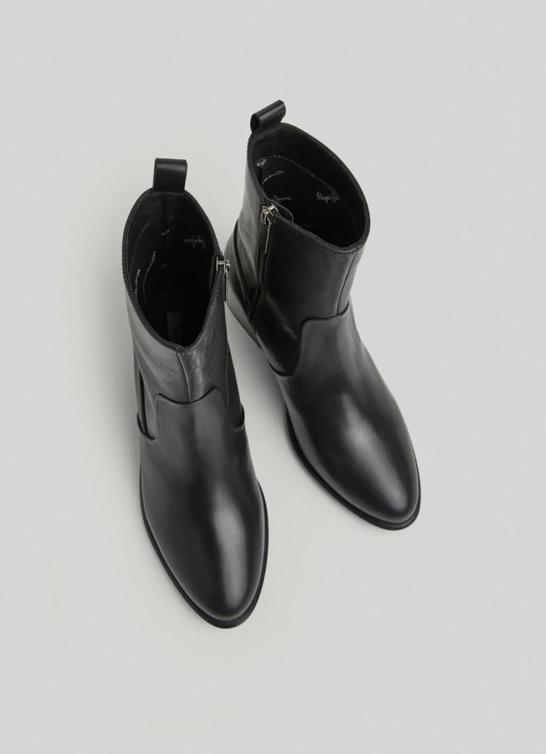 Mulher Pepe Jeans Botas E Sapatos>Botim De Couro De Cano Medio