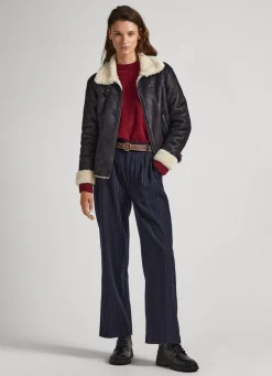 Mulher Pepe Jeans Calças>Calças Retas As Riscas