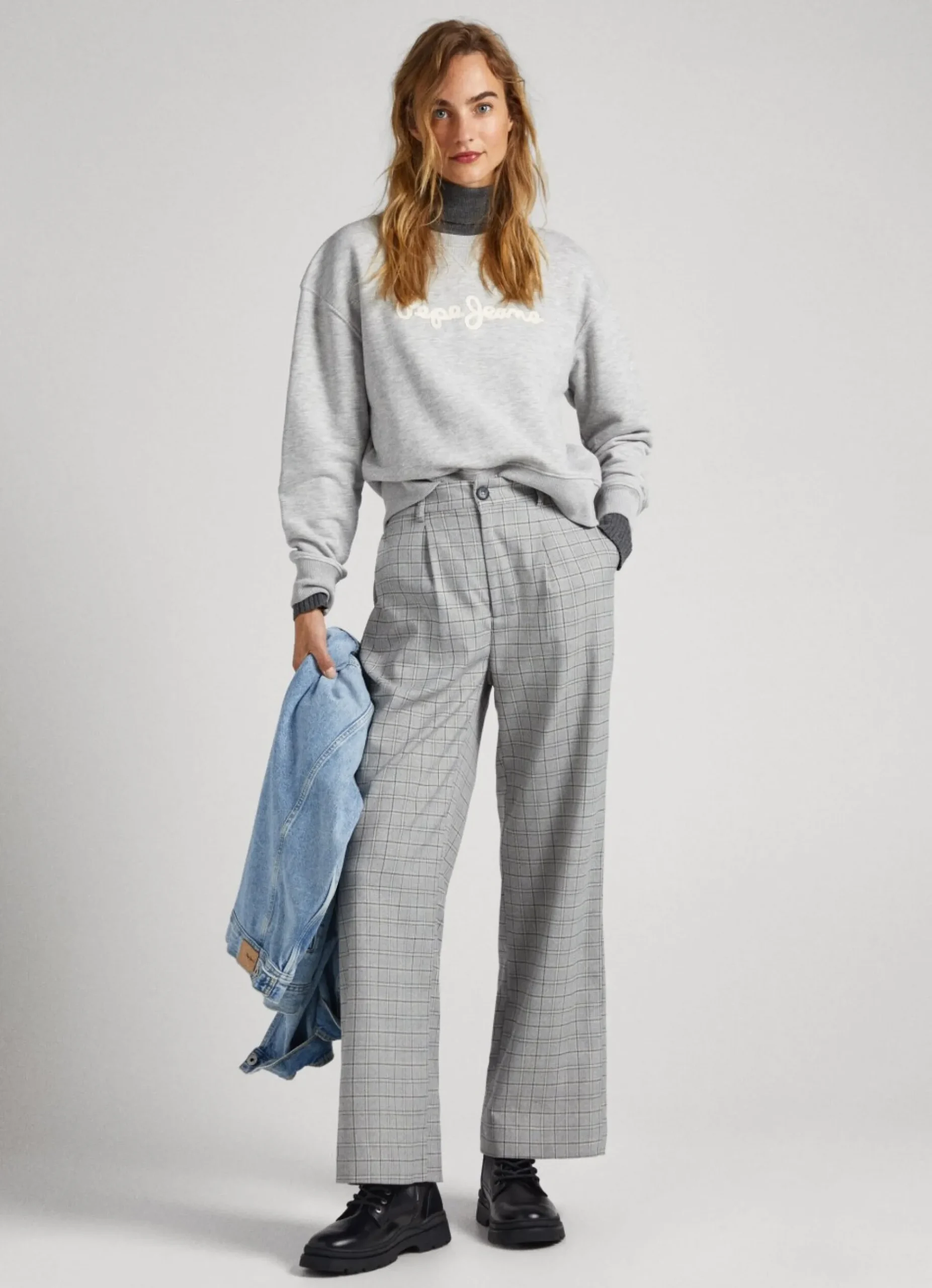 Mulher Pepe Jeans Calças>Calças Retas Xadrez