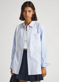 Mulher Pepe Jeans Camisas E Blusas>Camisa Comprida Popelina As Riscas