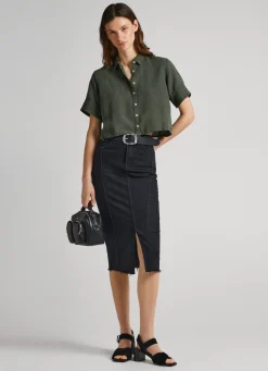 Mulher Pepe Jeans Camisas E Blusas>Camisa Manga Curta Detalhes Abertos