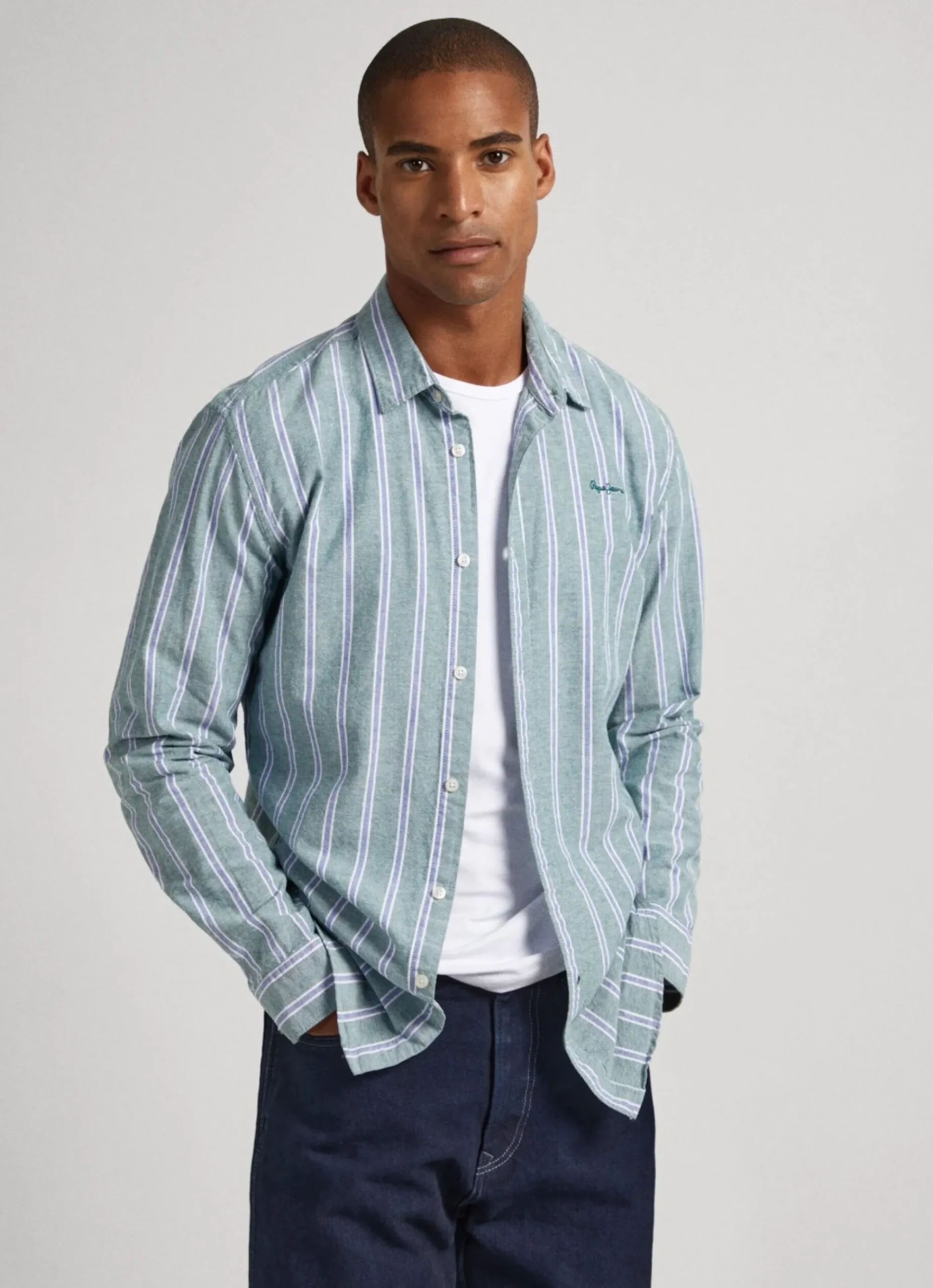 Homem Pepe Jeans Camisas>Camisa Oxford As Riscas