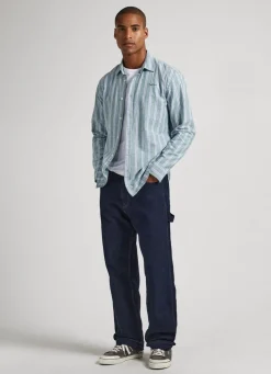 Homem Pepe Jeans Camisas>Camisa Oxford As Riscas