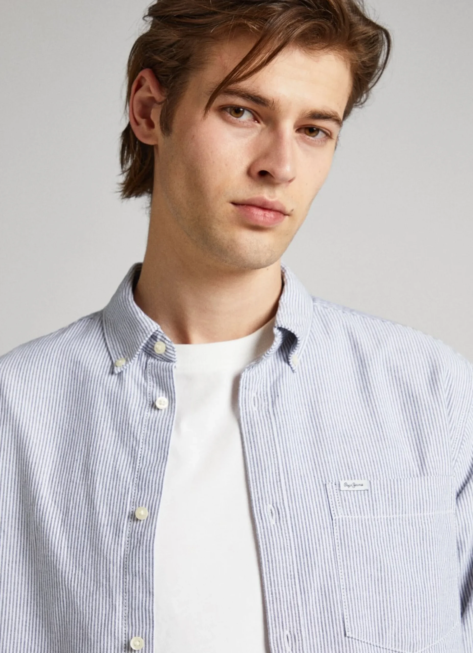 Homem Pepe Jeans Camisas>Camisa Oxford As Riscas Bengala
