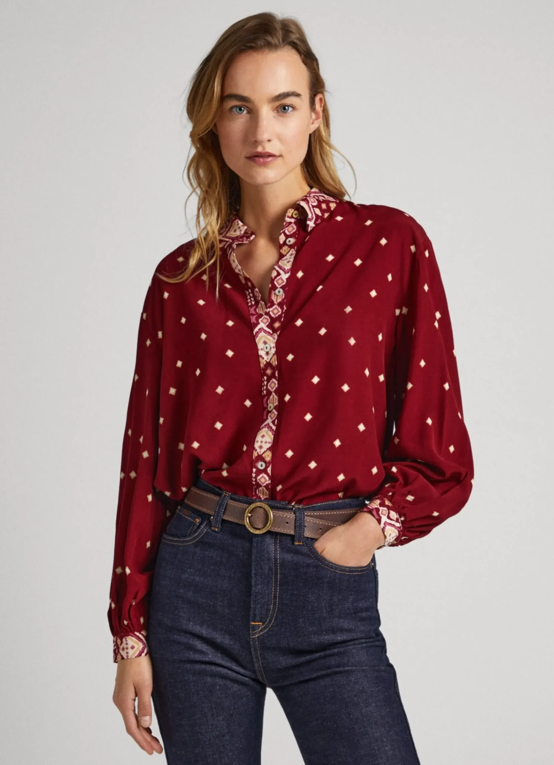 Mulher Pepe Jeans Camisas E Blusas>Camisa Padrao As Bolinhas