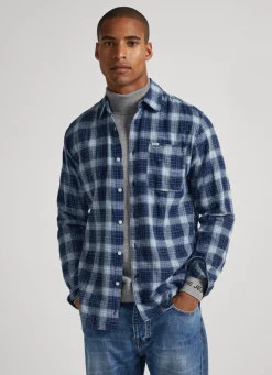 Homem Pepe Jeans Camisas>Camisa Xadrez Algodao Indigo