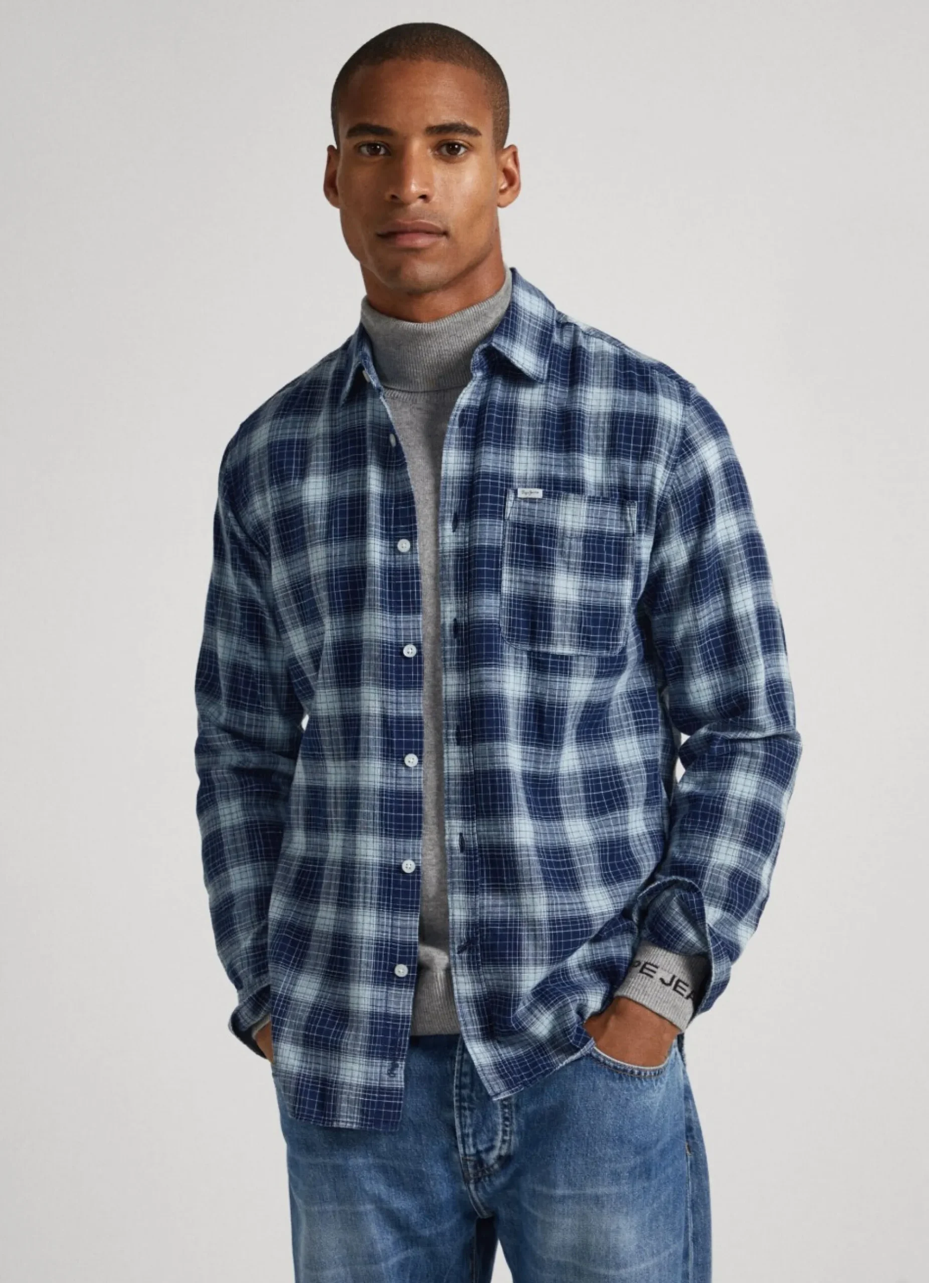 Homem Pepe Jeans Camisas>Camisa Xadrez Algodao Indigo