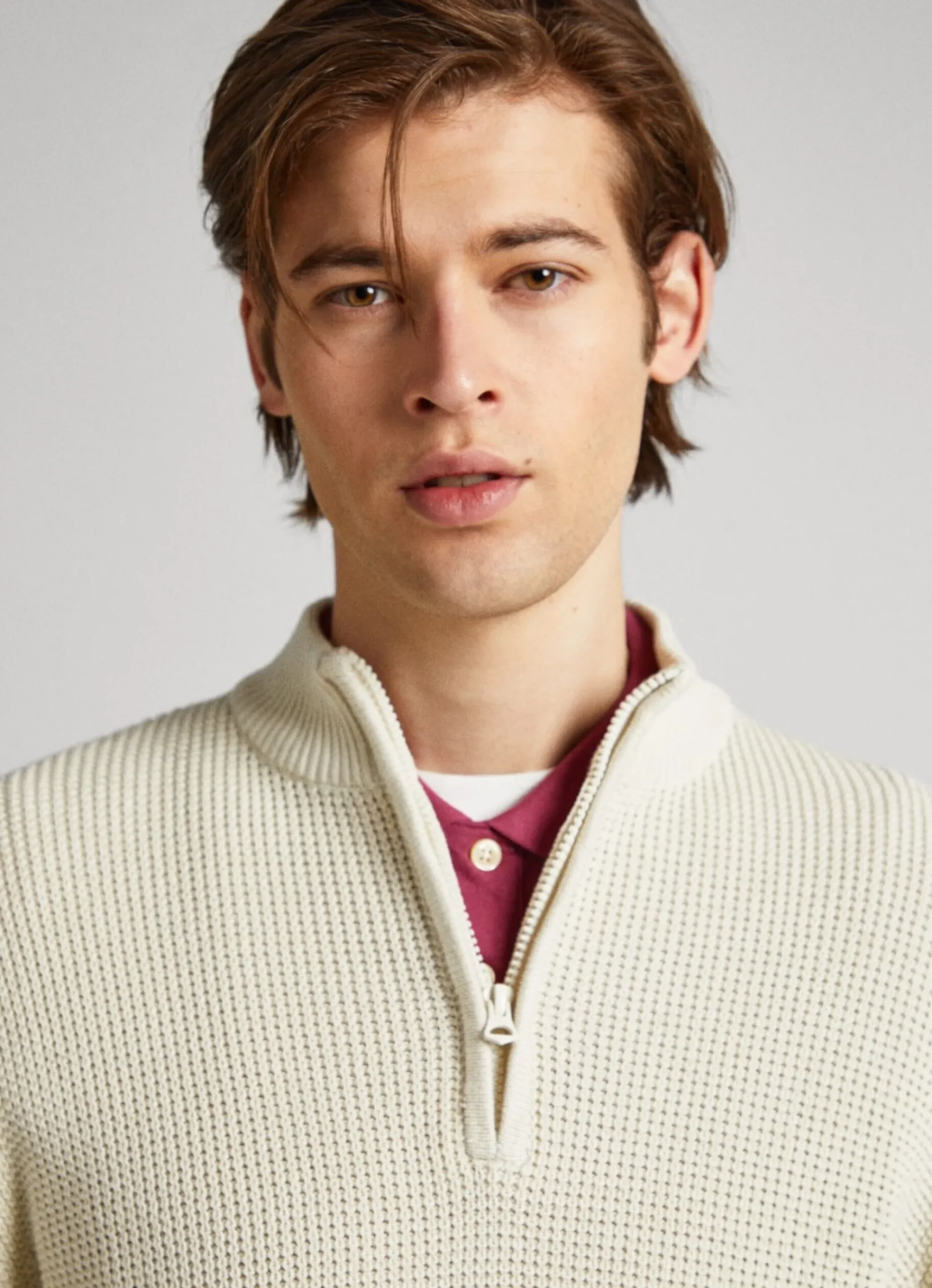 Homem Pepe Jeans Malhas>Camisola Algodao Com Meio Fecho
