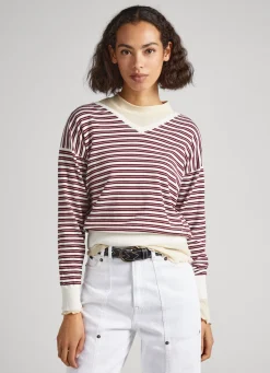 Mulher Pepe Jeans Malhas E Cardigans>Camisola Algodao Pima As Riscas