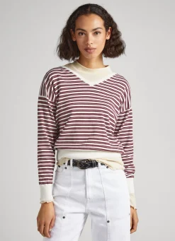 Mulher Pepe Jeans Malhas>Camisola Algodao Pima As Riscas