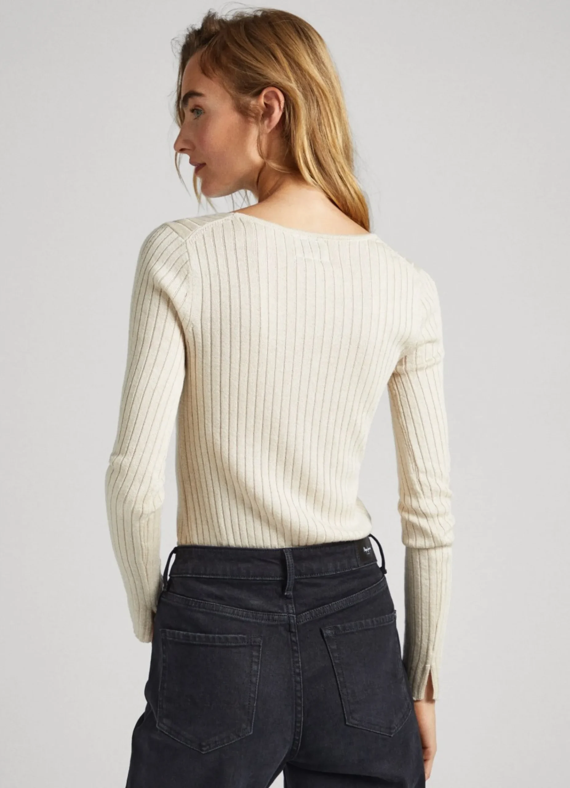 Mulher Pepe Jeans Malhas>Camisola Canelada Com Decote Em V