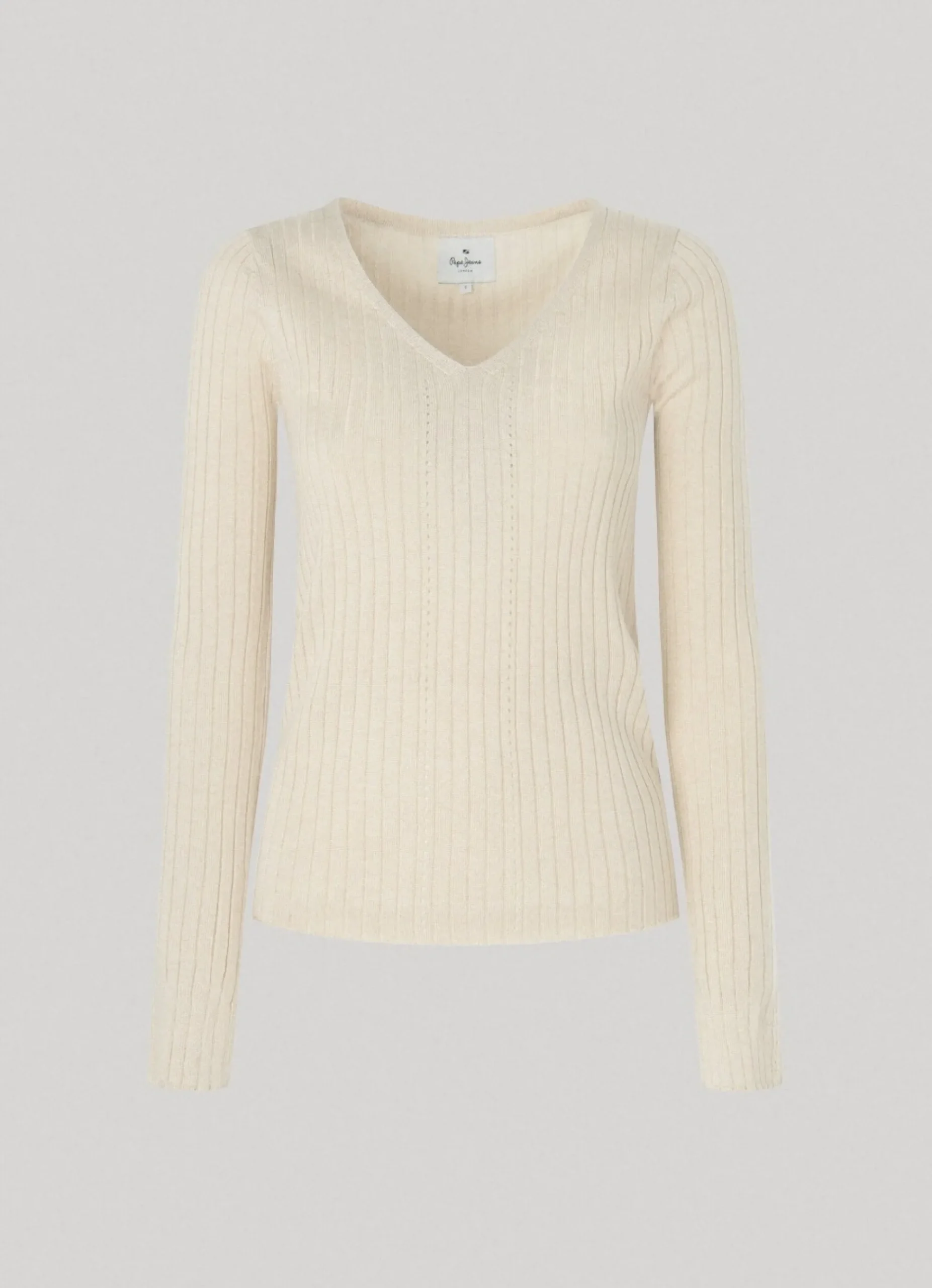 Mulher Pepe Jeans Malhas>Camisola Canelada Com Decote Em V