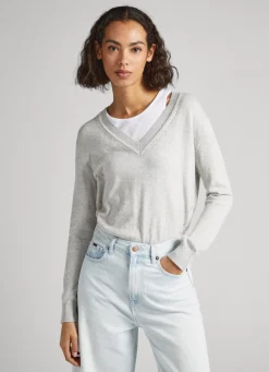 Mulher Pepe Jeans Malhas E Cardigans>Camisola Com Detalhes Abertos