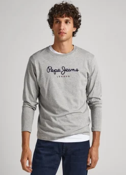 Homem Pepe Jeans T-Shirts>Camisola De Algodao Logo Estampado