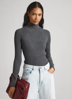 Mulher Pepe Jeans Malhas E Cardigans>Camisola De Gola Alta Canelada