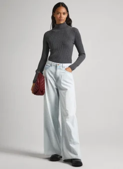 Mulher Pepe Jeans Malhas E Cardigans>Camisola De Gola Alta Canelada