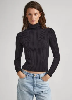 Mulher Pepe Jeans Malhas>Camisola De Gola Alta Canelada