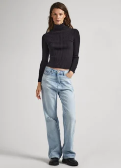 Mulher Pepe Jeans Malhas>Camisola De Gola Alta Canelada