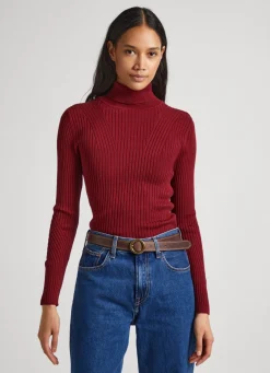 Mulher Pepe Jeans Malhas>Camisola De Gola Alta Canelada