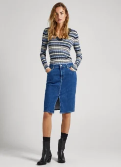 Mulher Pepe Jeans Malhas>Camisola Decote Em V As Riscas
