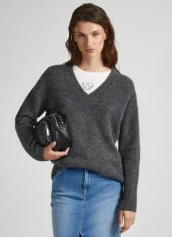 Mulher Pepe Jeans Malhas E Cardigans>Camisola Decote V