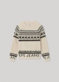 Rapariga Pepe Jeans Sweatshirts E Malhas>Camisola Jacquard De Gola Redonda