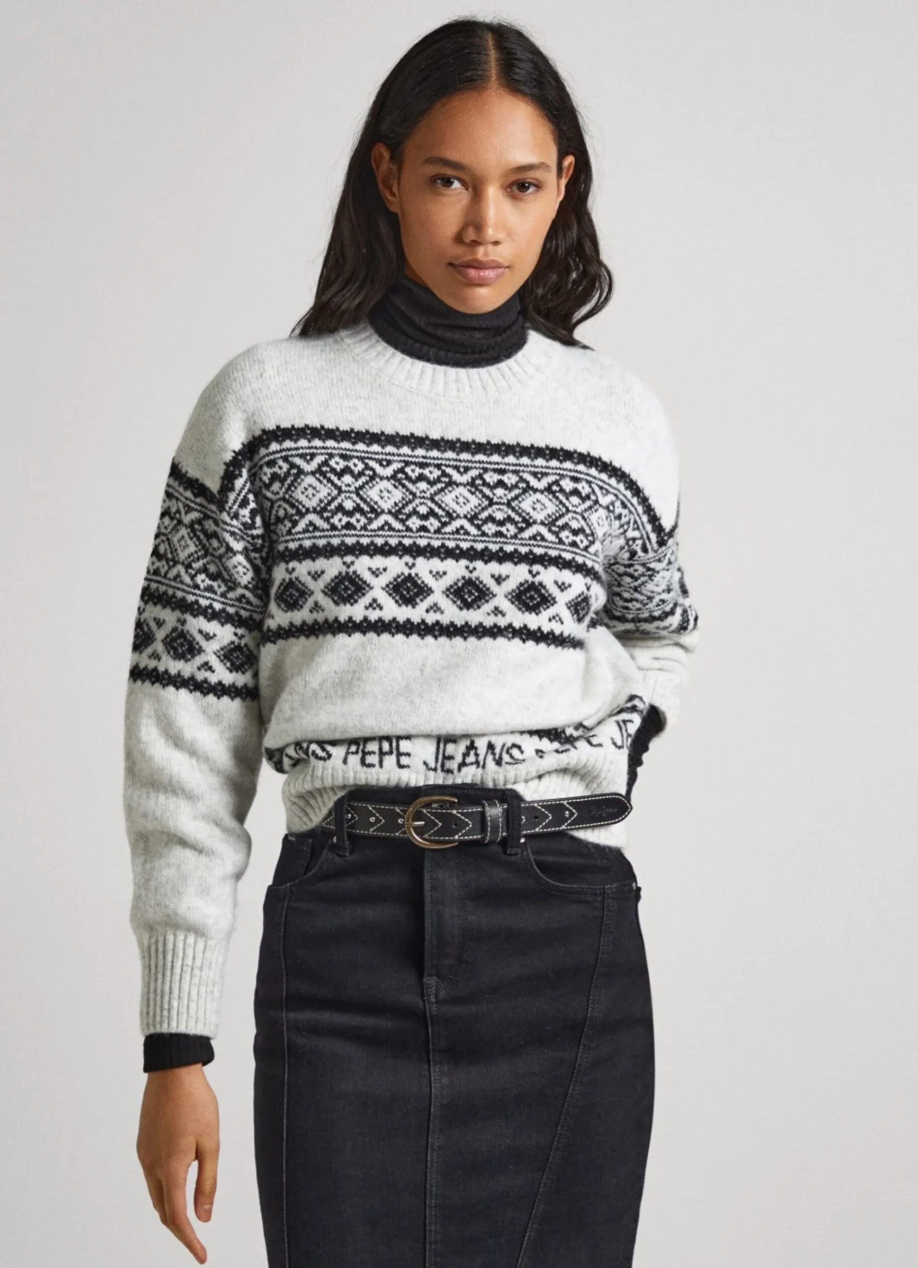 Mulher Pepe Jeans Malhas E Cardigans>Camisola Jacquard De Gola Redonda