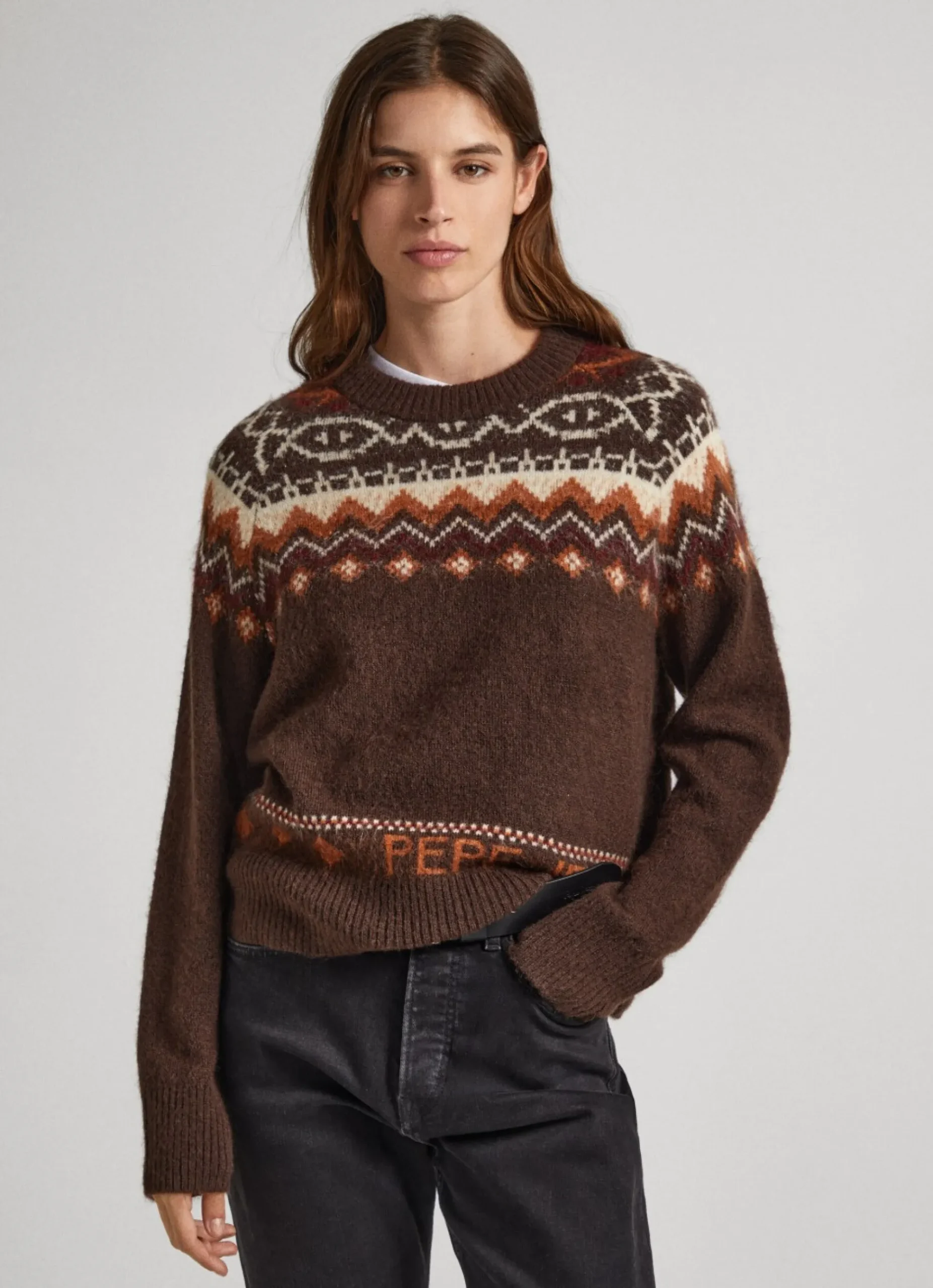 Mulher Pepe Jeans Malhas E Cardigans>Camisola Jacquard Gola Redonda