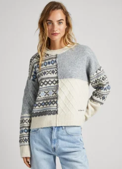 Mulher Pepe Jeans Malhas E Cardigans>Camisola Jacquard Patchwork