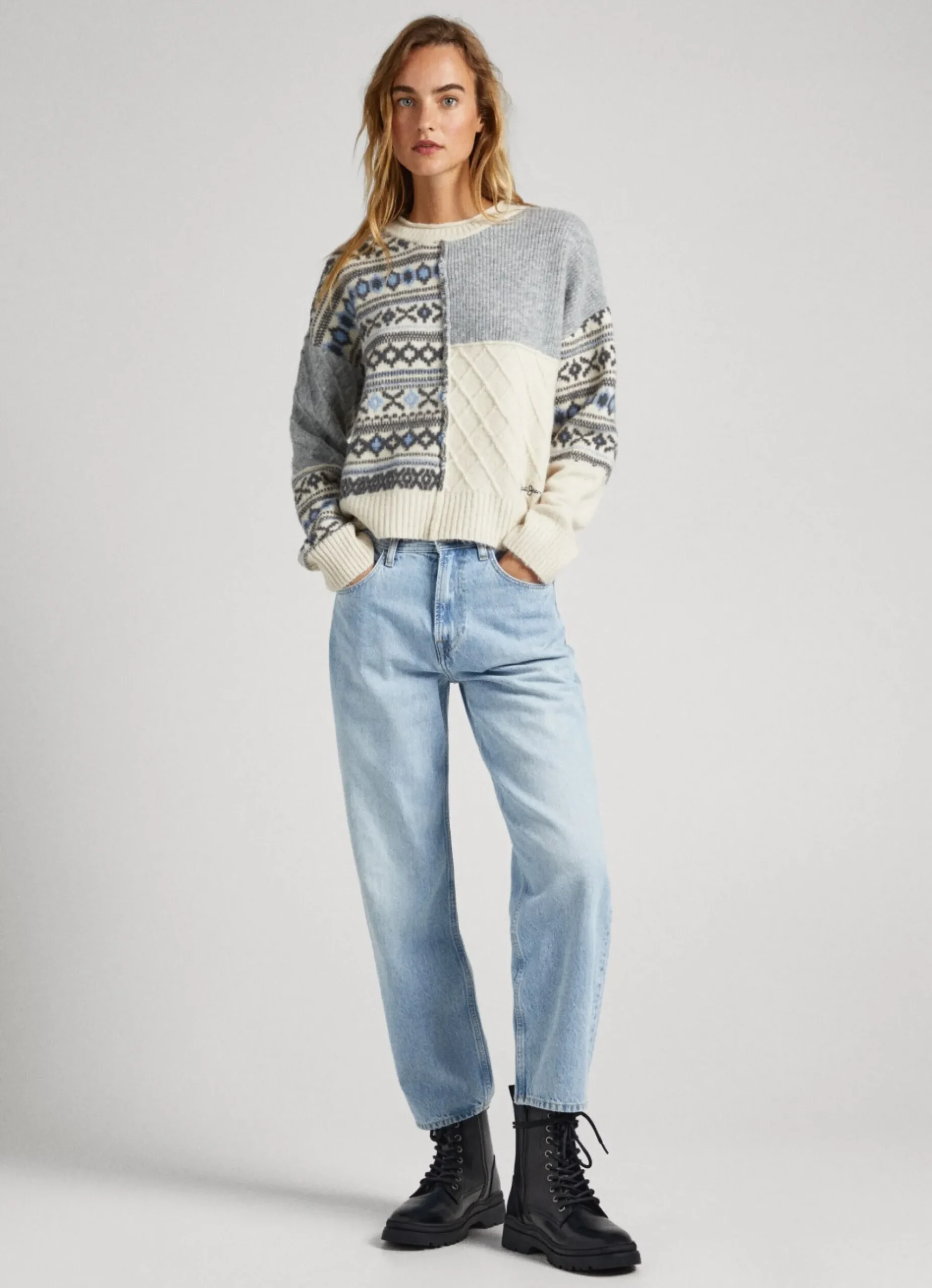 Mulher Pepe Jeans Malhas E Cardigans>Camisola Jacquard Patchwork